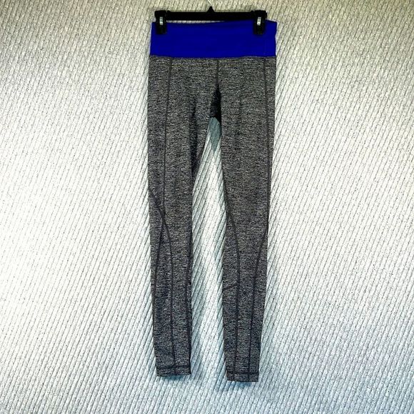 Lululemon Leggings Grey Purple Band Size 6 - Picture 1 of 7